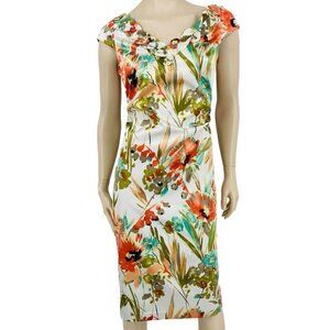 Maggy London Silky Midi Floral Dress Sz 10​​​​​​​​​